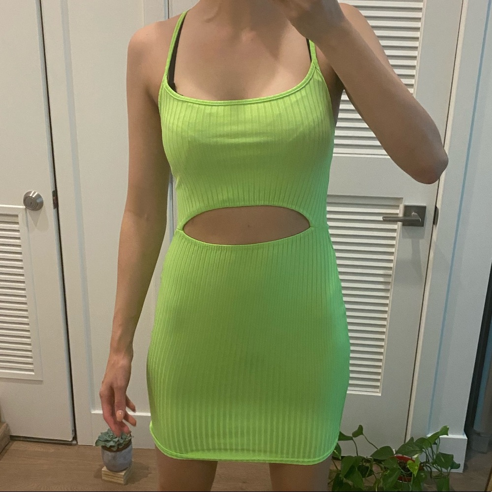 Neon green one piece dress